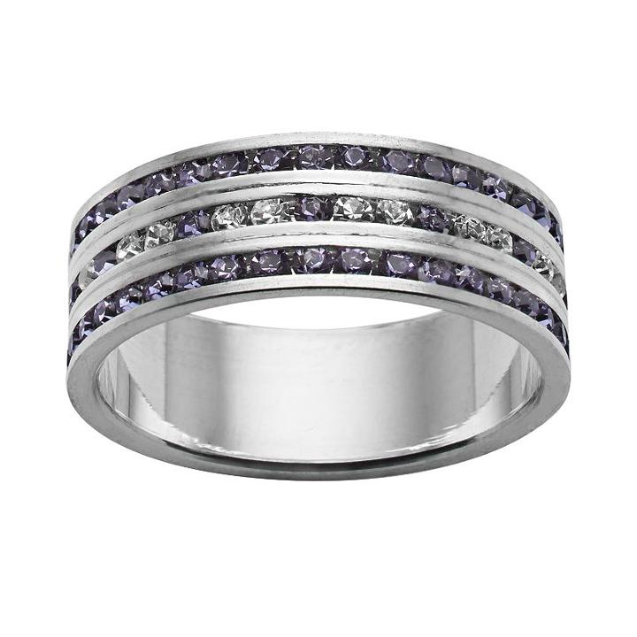 Traditions Silver-plated Swarovski Crystal Multirow Ring, Women's, Size: 8, Purple