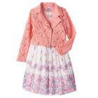 Girls 4-6x Knitworks Lace Jacket & Floral Rhinestone Dress, Girl's, Size: 5, Lt Orange