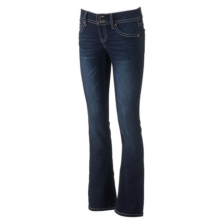Juniors' Hydraulic Studded Bootcut Jeans, Girl's, Size: 0 Ave/reg, Blue