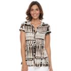 Women's Dana Buchman Printed Peplum Shirt, Size: Large, Med Beige