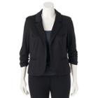 Juniors' Plus Size Candie's&reg; Ruched Lace Knit Blazer, Teens, Size: 3xl, Black