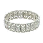Simulated Crystal Textured Stretch Bracelet, Women's, Silver