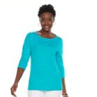 Women's Croft & Barrow&reg; Button-shoulder Boatneck Tee, Size: Xxl, Med Blue