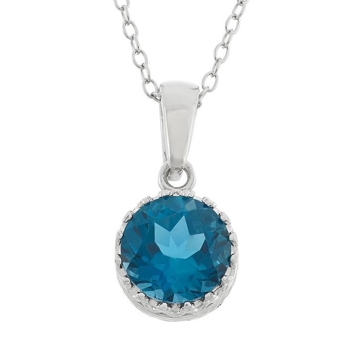 Tiara London Blue Topaz Terling Silver Pendant Necklace, Women's, Size: 18