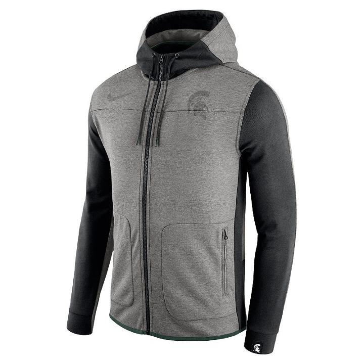 Men's Nike Michigan State Spartans Av15 Full-zip Fleece Hoodie, Size: Medium, Dark Grey