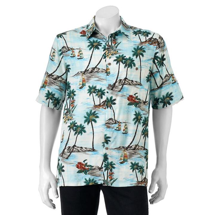 Men's Batik Bay Classic-fit Tropical Button-down Shirt, Size: Large, Turquoise/blue (turq/aqua)