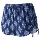 Juniors' Pink Republic Print Ruched Shorts, Girl's, Size: Medium, Light Blue