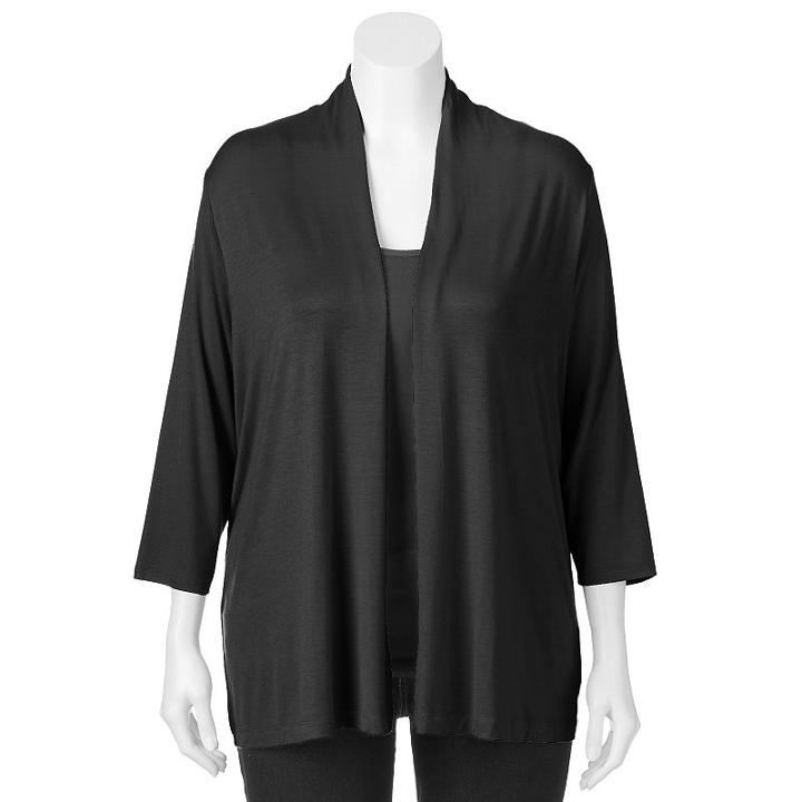 Plus Size Croft & Barrow&reg; Open-front Cardigan, Women's, Size: 1xl, Black
