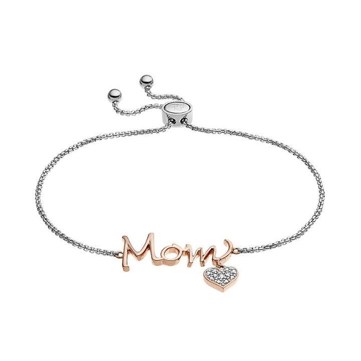 Lily & Lace Cubic Zirconia Two Tone Mom Charm Bracelet, Women's, White