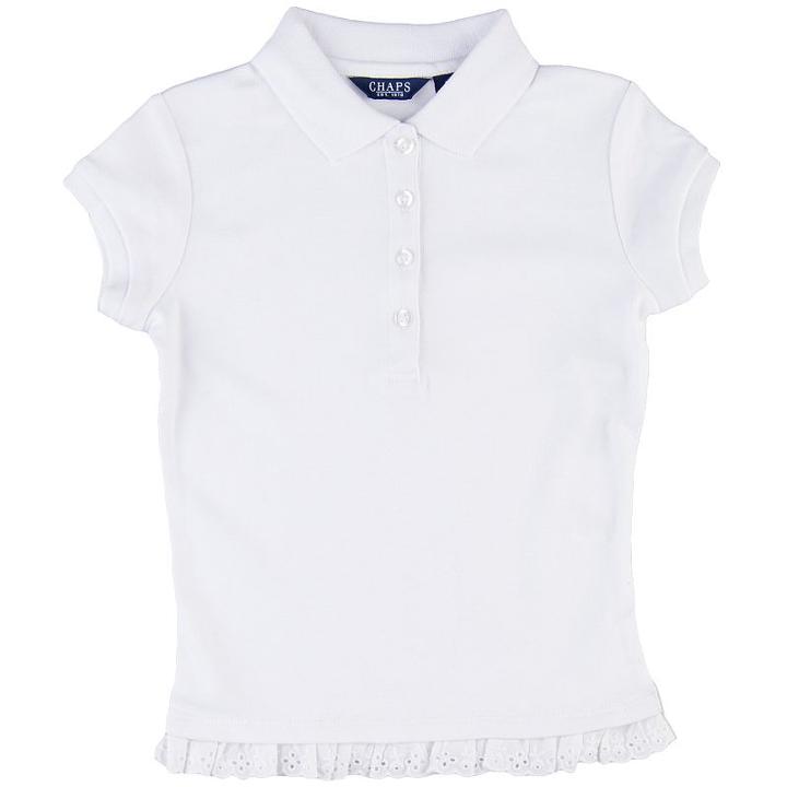 Girls 4-6x Chaps Eyelet School Uniform Polo, Girl's, Size: Xl, White