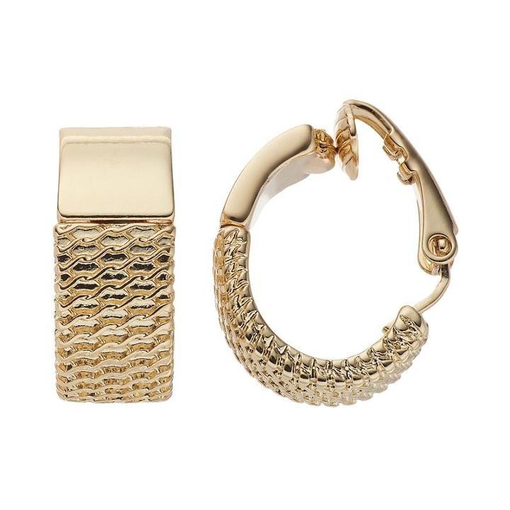 Dana Buchman Textured Clip On Hoop Earrings, Women's, Gold