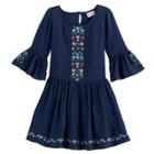 Girls 4-6x Nannette Embroidered Bell Sleeved Dress, Size: 6, Blue (navy)