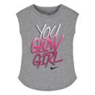 Girls 4-6x Nike Gray You Glow Girl Curved Shimmer Graphic Tee, Size: 6, Grey Other