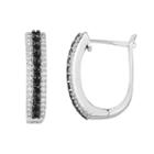 Sterling Silver 1 Carat T.w. Black & White Diamond U-hoop Earrings, Women's