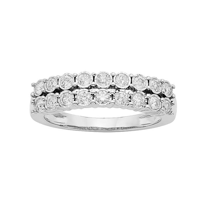 1/2 Carat T.w. Diamond Sterling Silver Double Row Anniversary Ring, Women's, Size: 7, White