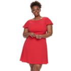 Plus Size Suite 7 Ruffle Fit & Flare Dress, Women's, Size: 22 W, Brt Red