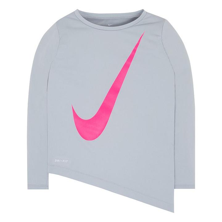 Girls 4-6x Nike Dri-fit Asymmetrical Tee, Girl's, Size: 6x, Light Grey