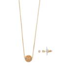 Lc Lauren Conrad Cubic Zirconia Openwork Filigree Ball Necklace & Earring Set, Women's, Gold