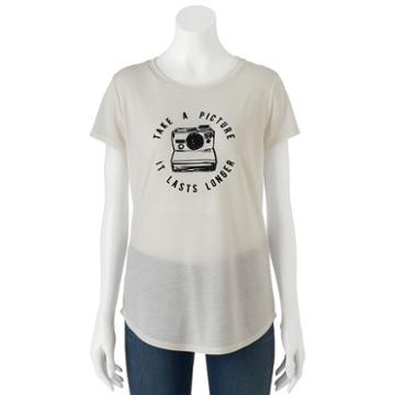 Juniors' The Print Shop Take A Picture It Lasts Longer Graphic Tee, Girl's, Size: Medium, White Oth