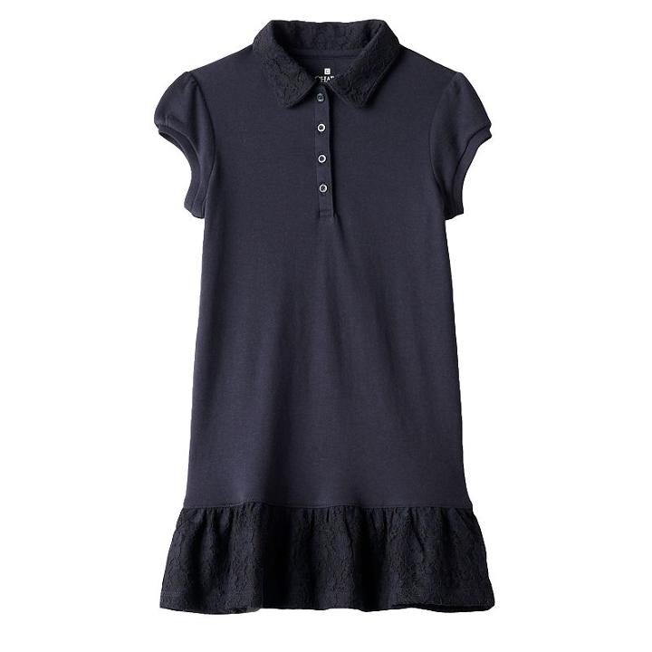 Girls 4-6x Chaps School Uniform Polo Dress, Girl's, Size: Small, Blue (navy)