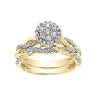 Lovemark 10k Gold 1/3 Carat T.w. Cluster Halo Engagement Ring Set, Women's, Size: 7.50, White