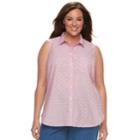 Plus Size Croft & Barrow&reg; Print Sleevless Button-front Shirt, Women's, Size: 1xl, Med Red