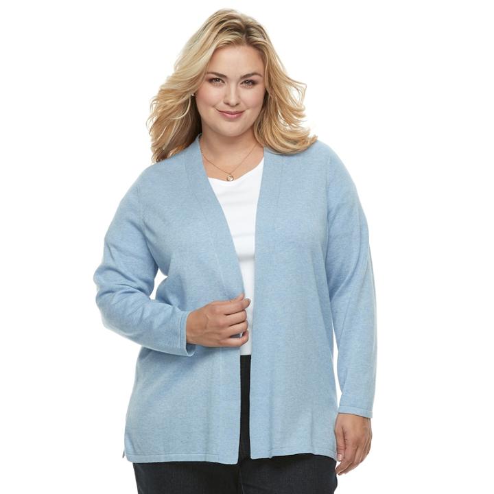 Plus Size Croft & Barrow&reg; Essential Open-front Cardigan, Women's, Size: 2xl, Light Blue