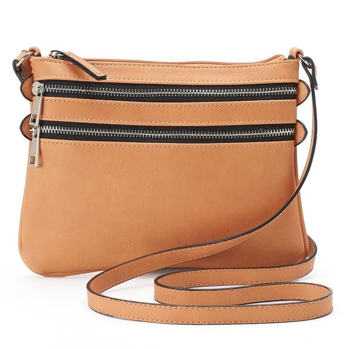 Mondani Rhodes Double Zip Crossbody, Women's, Med Beige