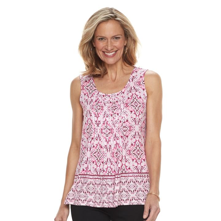 Women's Croft & Barrow&reg; Pleated Scoopneck Tank, Size: Xxl, Med Pink