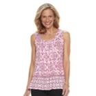 Women's Croft & Barrow&reg; Pleated Scoopneck Tank, Size: Xxl, Med Pink