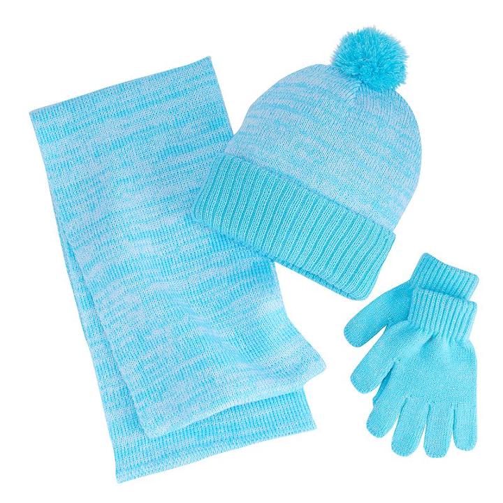 Girls 4-16 Berkshire 3-pc. Marled Infinity Scarf, Hat & Gloves Set, Girl's, Dark Brown