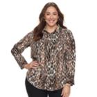 Plus Size Dana Buchman Nailhead Button-down Camp Shirt, Women's, Size: 2xl, Black