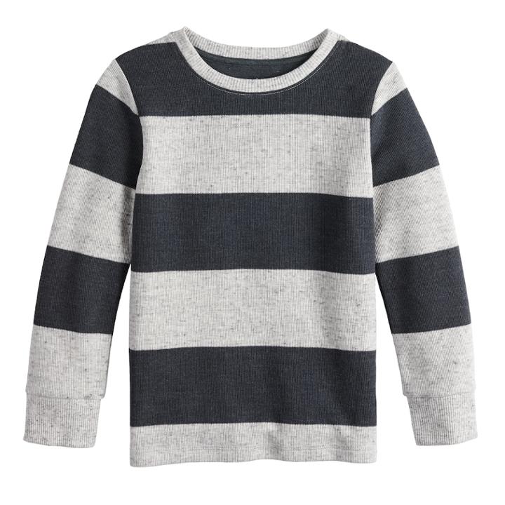 Boys 4-12 Jumping Beans&reg; Striped Thermal Knit Top, Size: 12, Light Grey