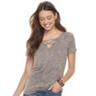 Juniors' Mudd&reg; Mineral Wash Lace-up Tee, Teens, Size: Xl, Grey