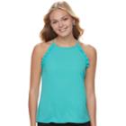 Juniors' Candie's&reg; Ruffled High-neck Tank, Teens, Size: Small, Brt Blue
