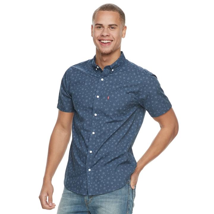 Men's Levi's Ringer Button-down Shirt, Size: Large, Med Blue