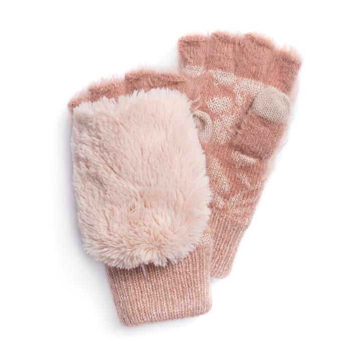 Women's Muk Luks Flip-top Tech Mittens, Size: Fits Most, Pink Other