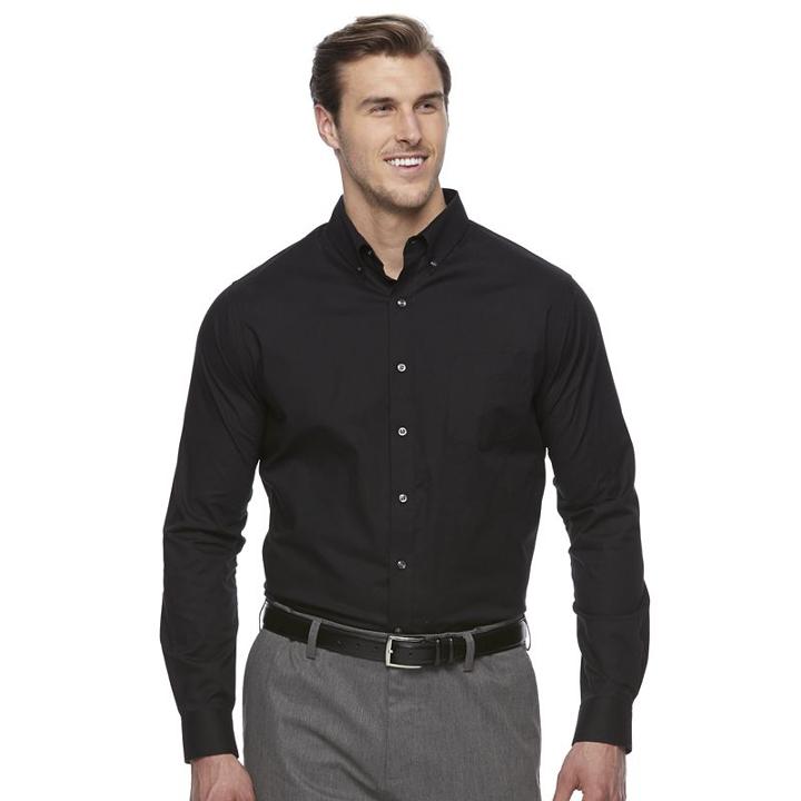 Big & Tall Croft & Barrow&reg; Classic-fit Stretch Woven Button-down Shirt, Men's, Size: 3xl Tall, Black