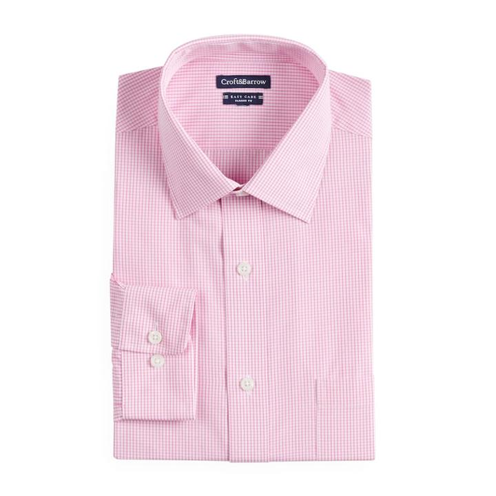 Men's Croft & Barrow&reg; Regular-fit Easy-care Spread-collar Dress Shirt, Size: 17.5-32/33, Med Pink