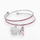 Logoart Pittsburgh Pirates Silver Tone Crystal Breast Cancer Awareness Charm Coil Bracelet, Women's, Pink