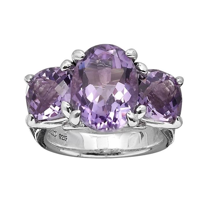 Lyric Sterling Silver Amethyst Flower 3-stone Ring, Women's, Size: 7, Purple