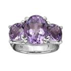 Lyric Sterling Silver Amethyst Flower 3-stone Ring, Women's, Size: 7, Purple