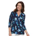 Women's Croft & Barrow&reg; Surplice Empire Top, Size: Large, Dark Blue