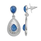 Blue Cabochon Hammered Nickel Free Teardrop Earrings, Women's