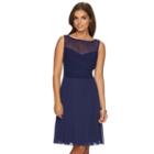 Women's Chaps Textured-bodice Mesh Evening Gown, Size: 14, Blue