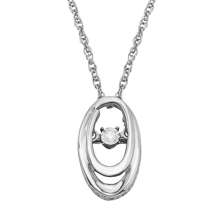 Dancing Love Diamond Accent Sterling Silver Oval Pendant Necklace, Women's, Size: 18, White