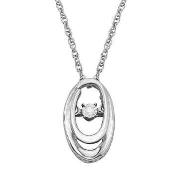 Dancing Love Diamond Accent Sterling Silver Oval Pendant Necklace, Women's, Size: 18, White