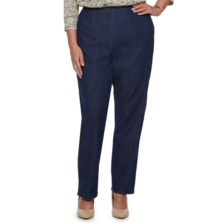 Plus Size Alfred Dunner Studio Pull-on Straight Leg Jeans, Women's, Size: 22 - Regular, Dark Blue