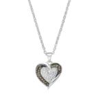 Silver Luxuries Crystal & Marcasite Heart Pendant Necklace, Women's, Grey