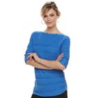 Women's Apt. 9&reg; Textured Ruched Boatneck Sweater, Size: Large, Med Blue